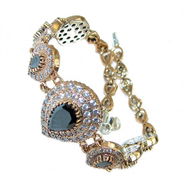 Victorian Style Onyx & White Topaz copper over Sterling Silver Bracelet