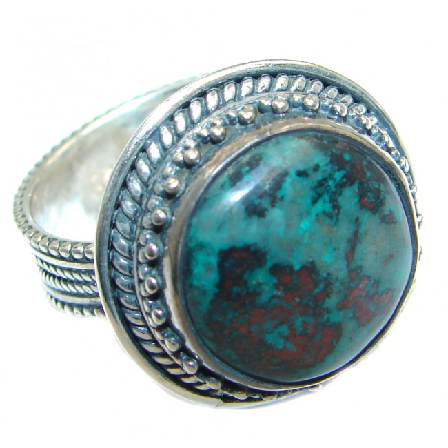 Large Perfect Sonora Jasper Sterling Silver Ring size adjustable