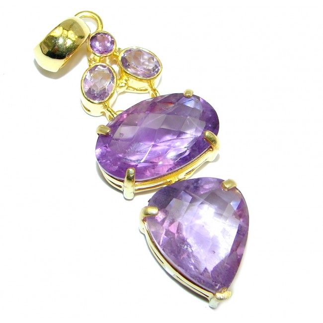 Vintage Style Amethyst Gold plated over Sterling Silver handmade Pendant