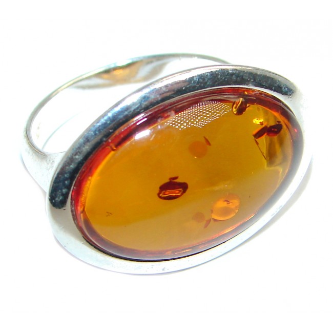 Genuine Butterscoth Baltic Polish Amber Sterling Silver handmade Ring size 7 1/4