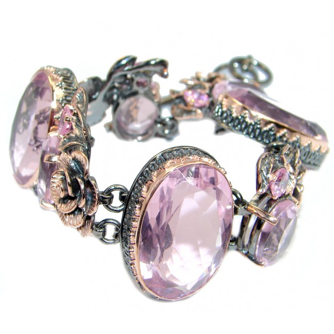 Amazing Chunky Pink Topaz Rose Gold Rhodium plated over Sterling Silver Bracelet