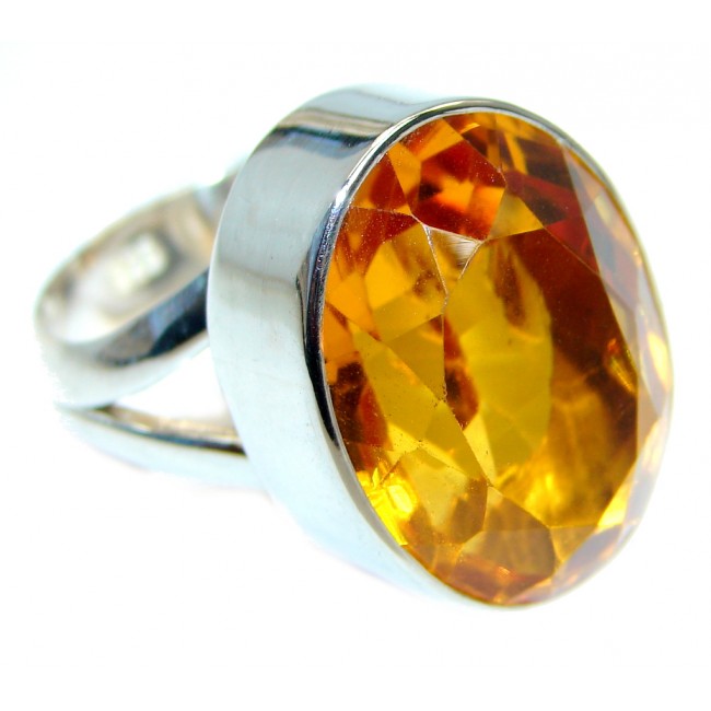 created Citrine Sterling Silver handmade ring size adjustable