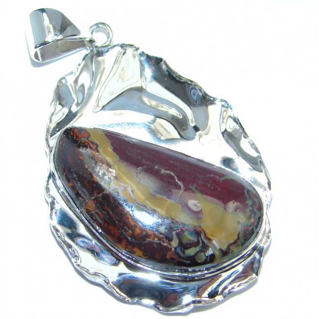 One of the kind genuine Koroit Opal hammered Sterling Silver Pendant