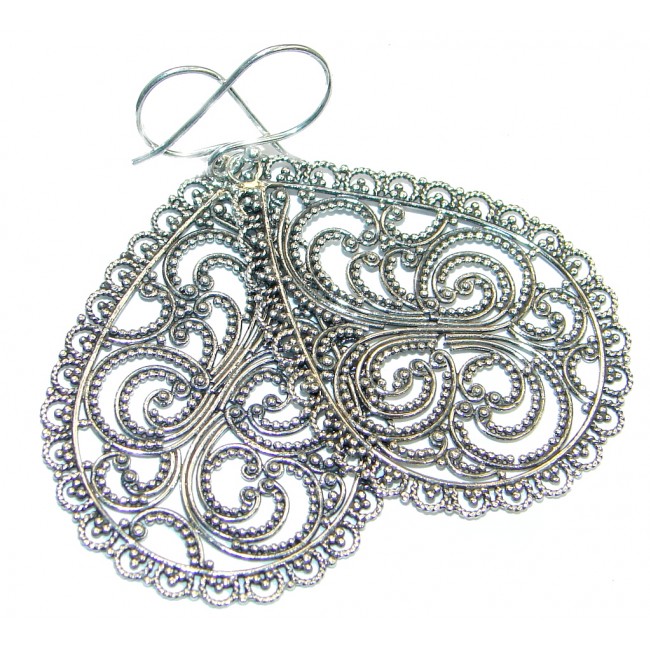 Long Stylish Sterling Silver handmade earrings