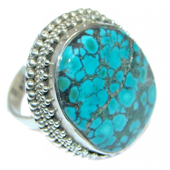 Large Turquoise Sterling Silver handmade Ring s. 7