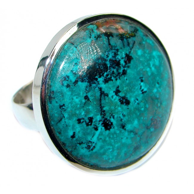 Stone Of Harmony Parrots Wing Chrysocolla Sterling Silver ring s. 7 adjustable