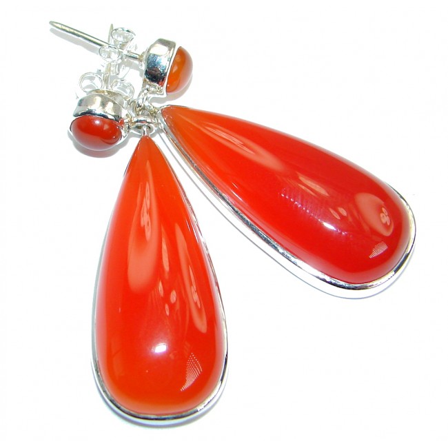 Sublime Orange Carnelian .925 Sterling Silver handmade stud earrings