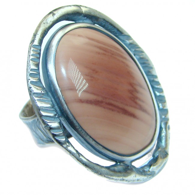 Jumbo Imperial Jasper .925 Sterling Silver handcrafted ring s. 8 adjustable