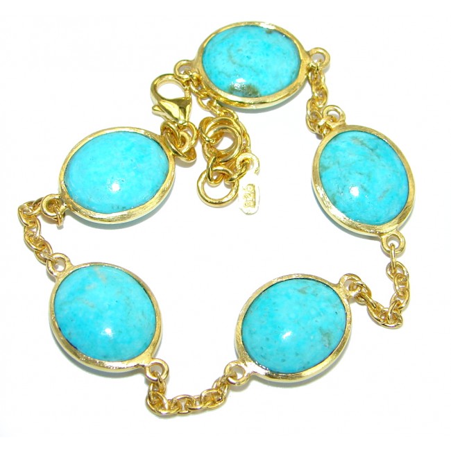 Arizona Turquoise Gold over .925 Sterling Silver handmade Bracelet