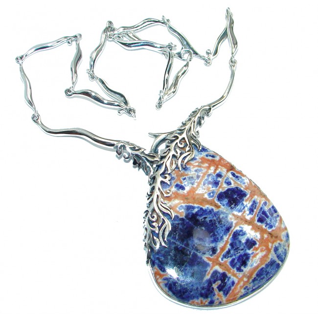 Incredible Fabulous genuine Sodalite .925 Sterling Silver handmade necklace