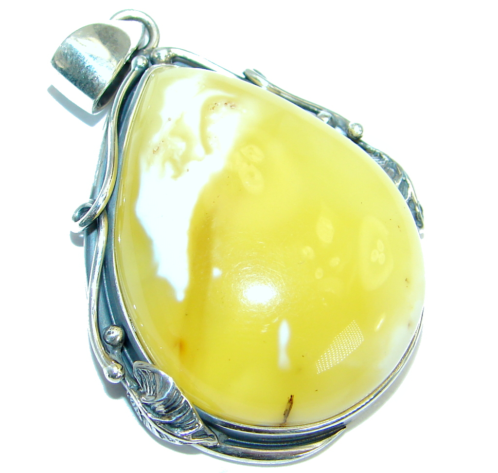 Natural Butterscotch Baltic Amber oxidized .925 Sterling Silver ...