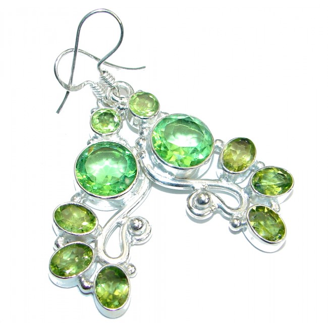 Perfect green Quartz .925 Sterling Silver handmade earrings