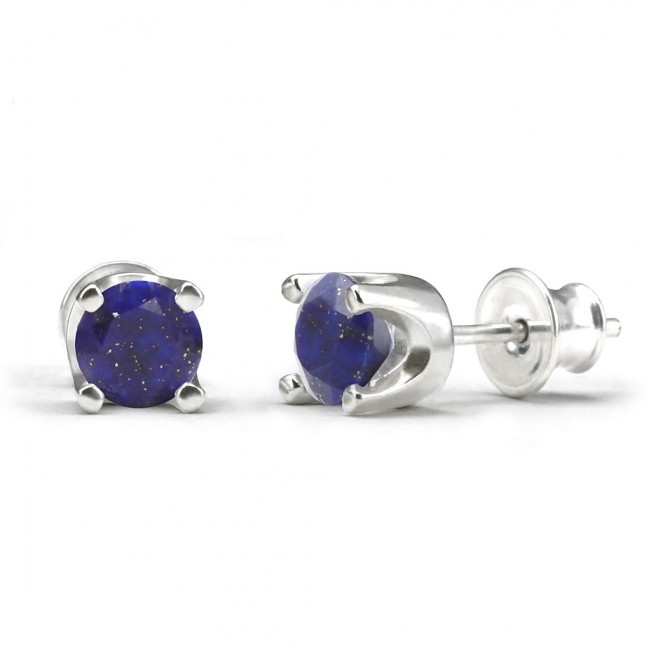 Elegant studs in sterling silver with a lapis lazuli
