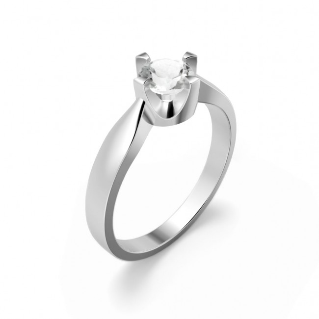 Elegant ring in sterling silver with a white topaz