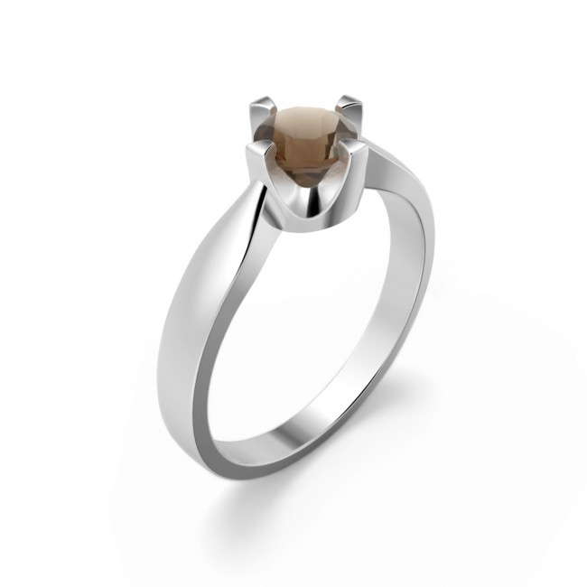 Elegant ring in sterling silver with a smoky quartz