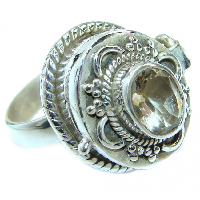 Exotic Citrine .925 Sterling Silver Poison Ring s. 8