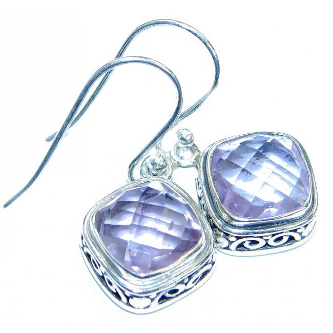 Perfect genuine Amethyst .925 Sterling Silver handmade earrings