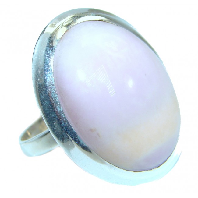 Authentic Pink Opal .925 Sterling Silver handmade Ring s. 9
