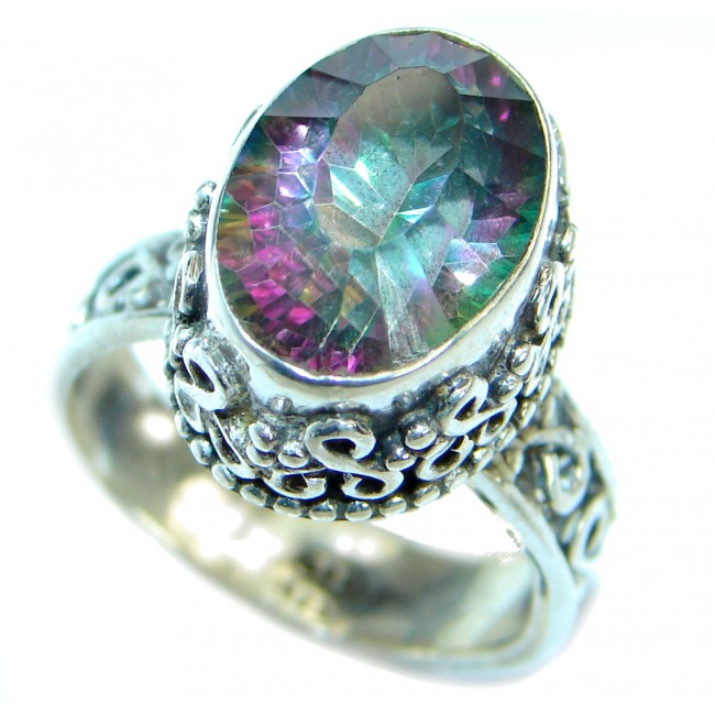 Bold Exotic Magic Topaz .925 Sterling Silver handmade Ring s. 9