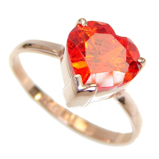 Classy Red Topaz 14K Gold over .925 Silver Ring s. 7