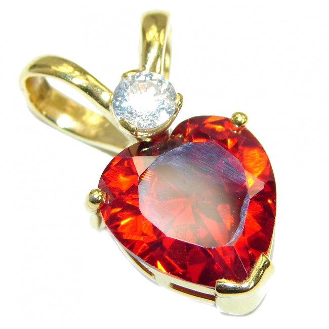 Perfect Red Topaz 14K Gold over .925 Sterling Silver handcrafted Pendant