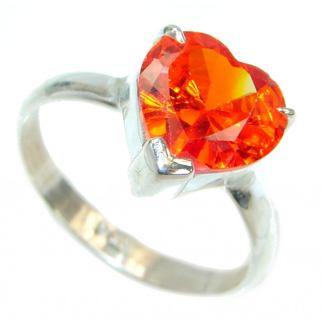 Classy Red Topaz .925 Silver handcrafted Ring s. 8