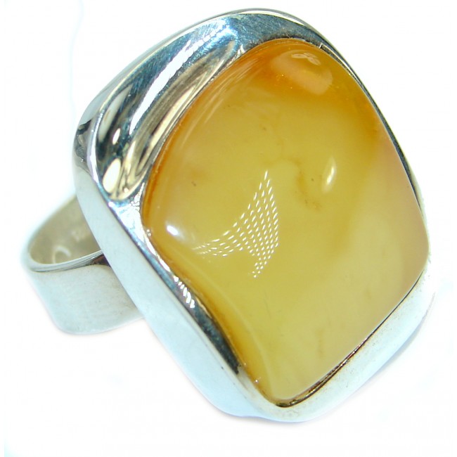 Genuine Butterscotch Baltic Polish Amber .925 Sterling Silver handmade Ring size 8 adjustable