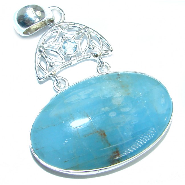 Genuine Aquamarine .925 Sterling Silver handmade Pendant
