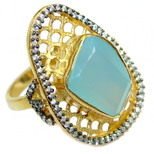 Passiom Fruit Natural 22.5 ct. Aquamarine Gold over .925 Sterling Silver Ring s. 7
