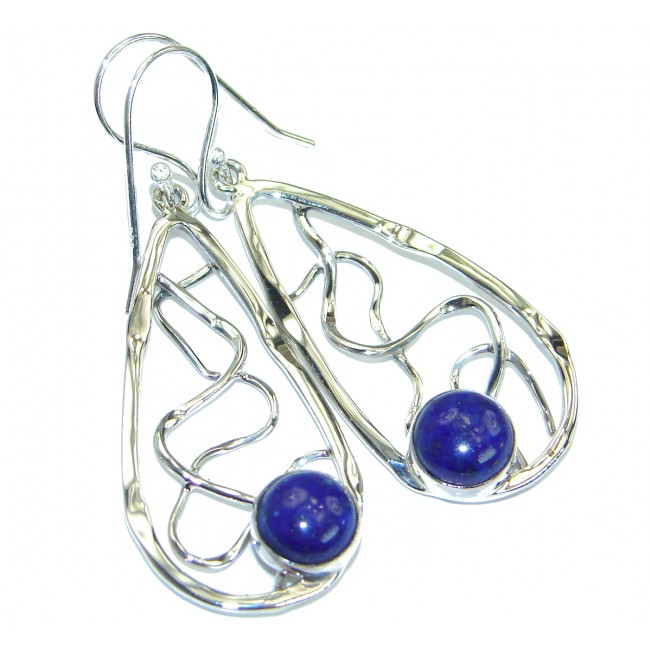 Perfect genuine Blue Lapis Lazuli .925 Sterling Silver handmade earrings
