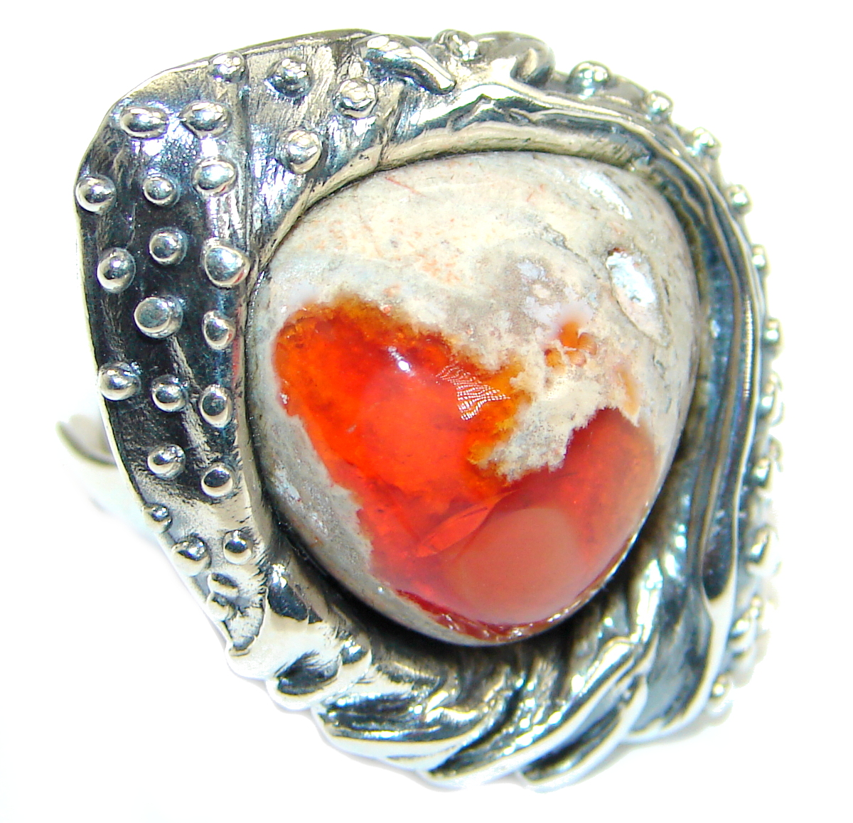 Mexican Opal oxidized .925 Sterling Silver handcrafted ring size 8 ...