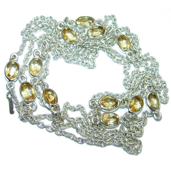36 inches Citrine .925 Sterling Silver handmade Station Necklace