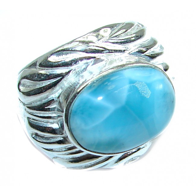 Ocean Waves Larimar .925 Sterling Silver handcrafted ring size 6 3/4