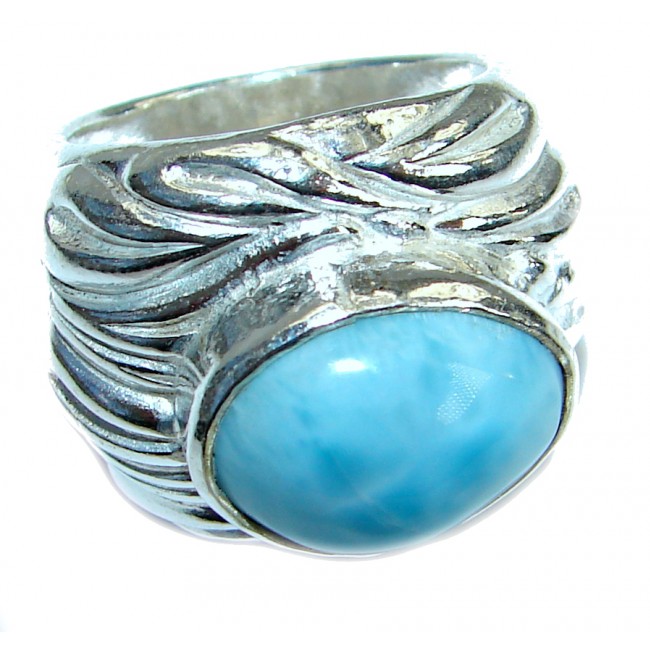 Ocean Waves Larimar .925 Sterling Silver handcrafted ring size 6