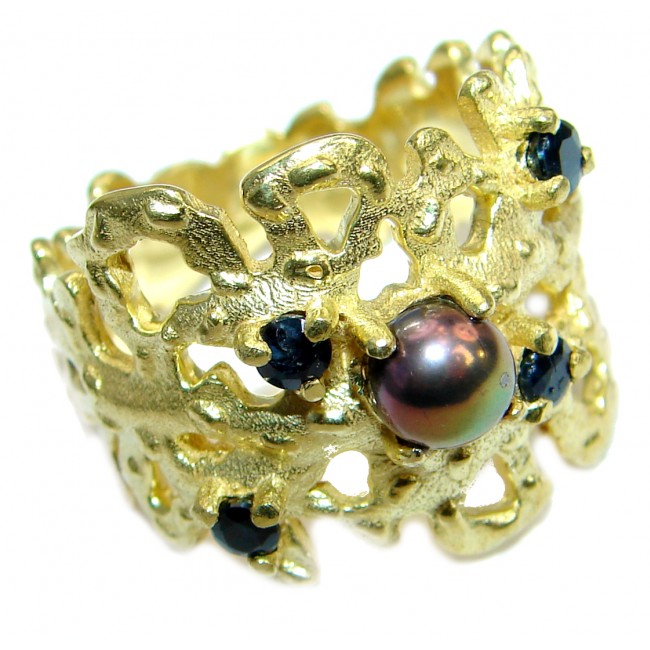 Fresh water Pearl 14K Gold over .925 Sterling Silver Ring s. 8
