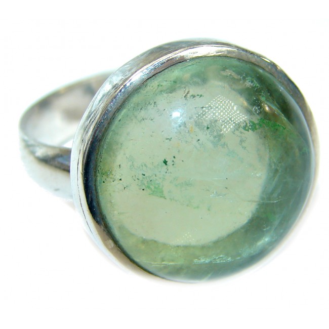 Natural Moss Prehnite .925 Sterling Silver handmade ring s. 11