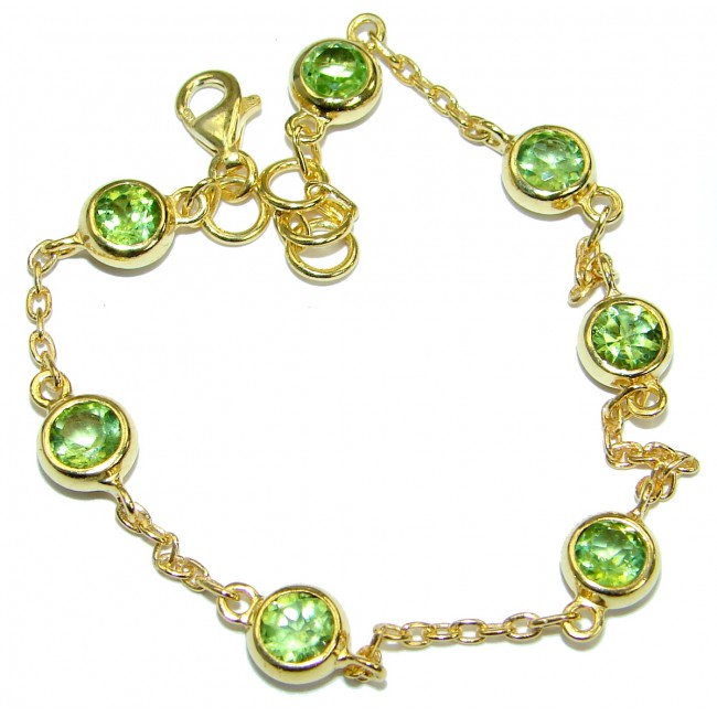 Genuine Green Peridot 14K Gold plated over .925 Sterling Silver handcrafted Bracelet
