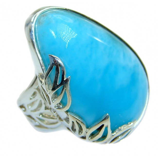 Top Quality Natural Larimar .925 Sterling Silver handcrafted Ring s. 7 adjustable