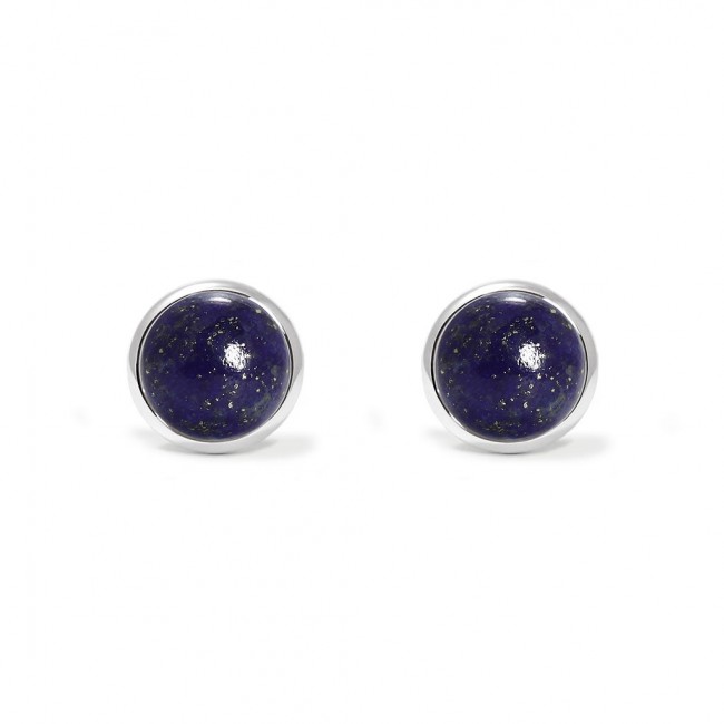 Charming studs earrings in sterling silver with a lapis lazuli