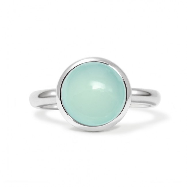 Charming ring in sterling silver with a green chalcedony