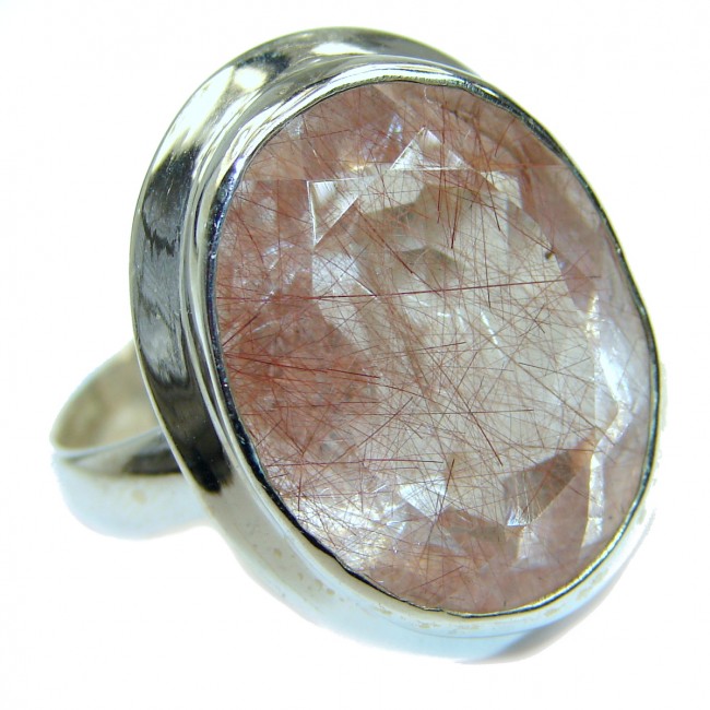 Golden Rutilated Quartz .925 Sterling Silver handcrafted Ring Size 10