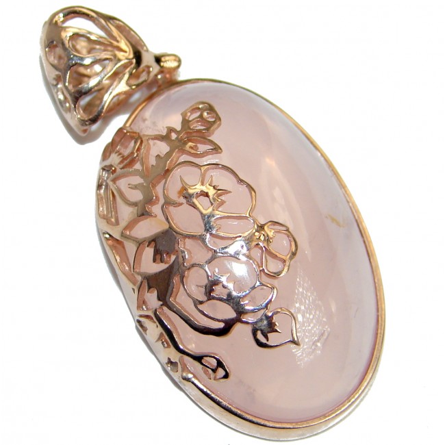 Amazing Rose Quartz 18ct Rose Gold over .925 Sterling Silver handcrafted Pendant