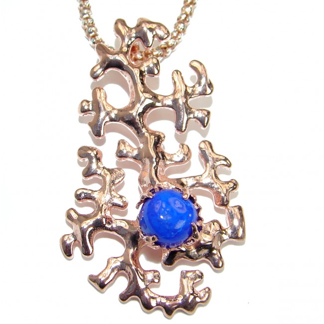 True Art genuine Lapis Lazuli 14K Gold over Rhodium over .925 Sterling Silver handcrafted necklace