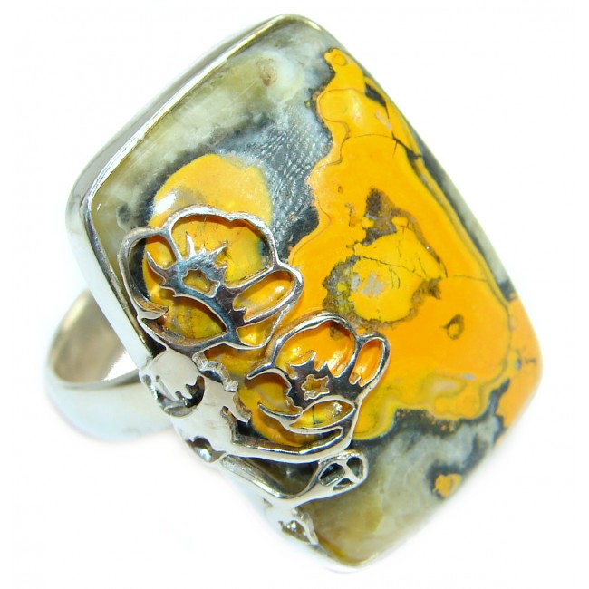 Vivid Beauty Bumble Bee Jasper .925 Sterling Silver ring s. 7 3/4