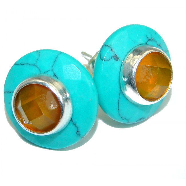 Carnelian Turquoise .925 Sterling Silver earrings