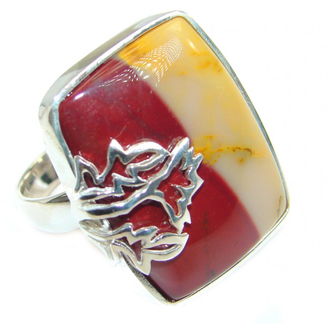 Flawless Australian Mookaite .925 Sterling Silver handcrafted Ring size 7 1/4