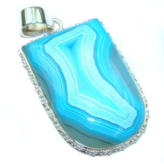 Blue Stardust Agate Druzy .925 Sterling Silver handcrafted Pendant