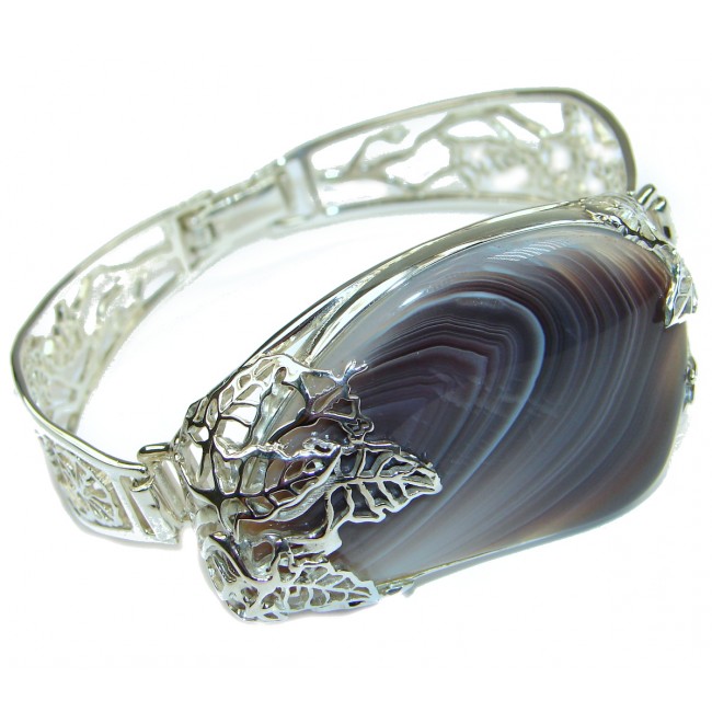 Aura Of Beauty Botswana Agate .925 Sterling Silver handcrafted Bracelet