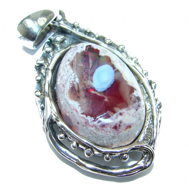 Natural Mexican Fire Opal .925 Sterling Silver handcrafted Pendant