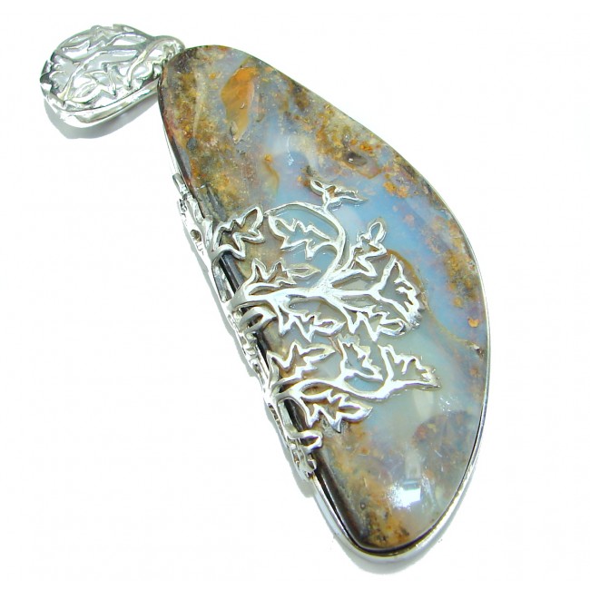 Huge Authentic Australian Boulder Opal .925 Sterling Silver handmade Pendant